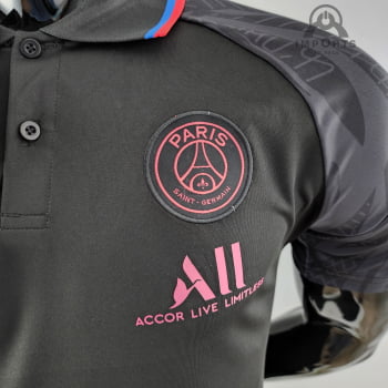 Camisa Gola Polo 22/23 Paris Saint-Germain - Preta