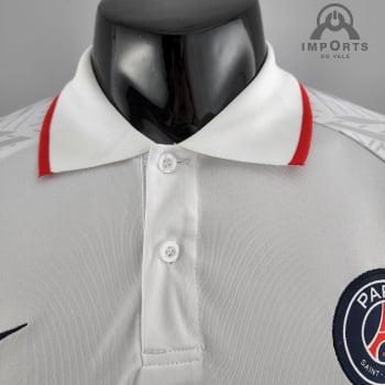 Camisa Gola Polo 22/23 Paris Saint-Germain Pré-jogo - Branca