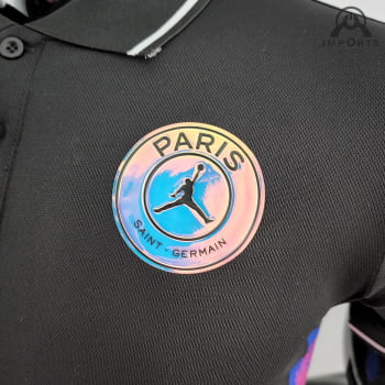 Camisa Gola Polo 22/23 Paris Saint-Germain Ed. Jordan - Preta Holográfica