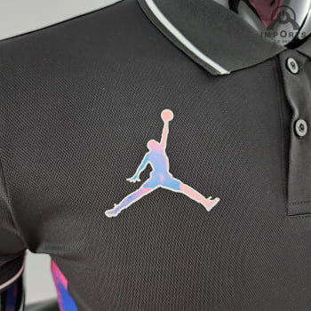 Camisa Gola Polo 22/23 Paris Saint-Germain Ed. Jordan - Preta Holográfica