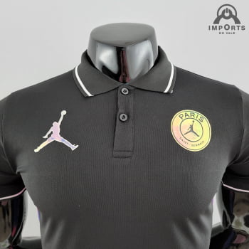 Camisa Gola Polo 22/23 Paris Saint-Germain Ed. Jordan - Preta Holográfica