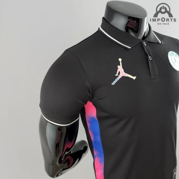 Camisa Gola Polo 22/23 Paris Saint-Germain Ed. Jordan - Preta Holográfica
