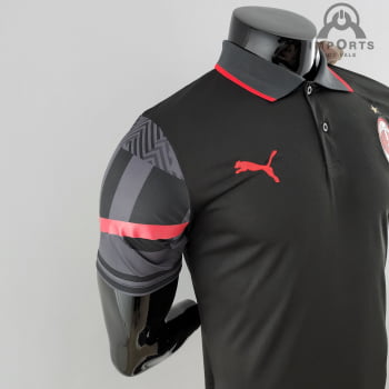 Camisa Gola Polo Milan 22/23 - Preta