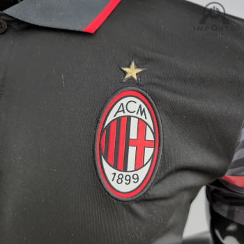 Camisa Gola Polo Milan 22/23 - Preta