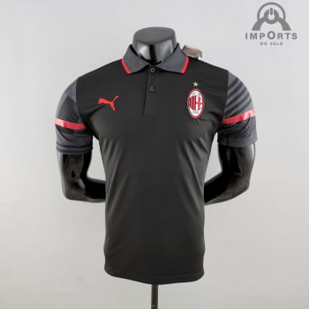 Camisa Gola Polo Milan 22/23 - Preta