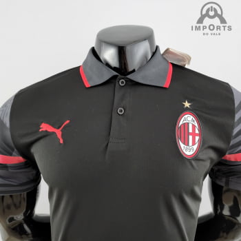 Camisa Gola Polo Milan 22/23 - Preta