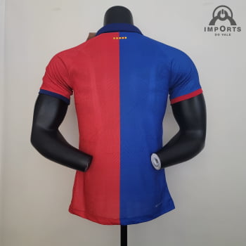 Camisa Barcelona 23/24 Versão Jogador Gola Polo  - Azul/vermelho