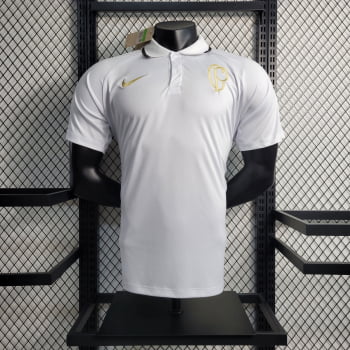 Camisa Gola Polo Corinthians 23/24 - Branco/dourado
