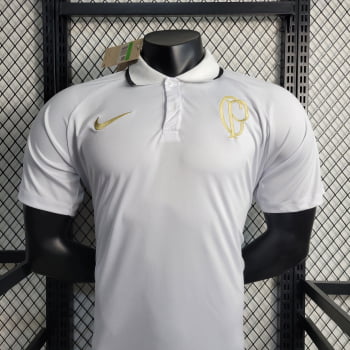 Camisa Gola Polo Corinthians 23/24 - Branco/dourado