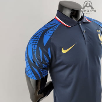 Camisa Gola Polo da Seleção Francesa 22/23 - Azul