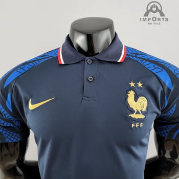 Camisa Gola Polo da Seleção Francesa 22/23 - Azul