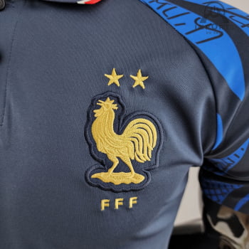 Camisa Gola Polo da Seleção Francesa 22/23 - Azul