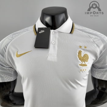 Camisa Gola Polo da Seleção Francesa 22/23 - Branca