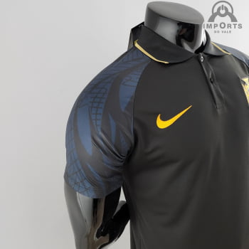 Camisa Gola Polo da Seleção Portuguesa 2022 - Preta