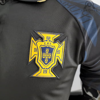 Camisa Gola Polo da Seleção Portuguesa 2022 - Preta