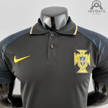 Camisa Gola Polo da Seleção Portuguesa 2022 - Preta