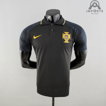 Camisa Gola Polo da Seleção Portuguesa 2022 - Preta