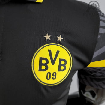 Camisa Gola Polo Borussia Dortmund 22/23 - Preta Camisa Gola Polo Borussia Dortmund 22/23 - Preta