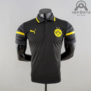 Camisa Gola Polo Borussia Dortmund 22/23 - Preta Camisa Gola Polo Borussia Dortmund 22/23 - Preta
