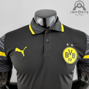 Camisa Gola Polo Borussia Dortmund 22/23 - Preta