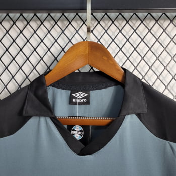 Camisa Gola Polo Grêmio 23/24 Treino - Cinza/preta