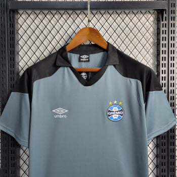 Camisa Gola Polo Grêmio 23/24 Treino - Cinza/preta