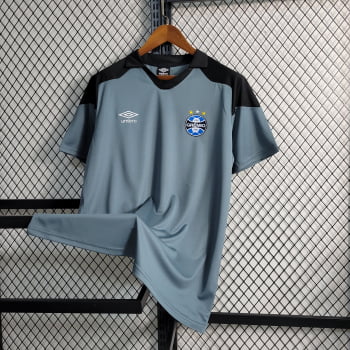 Camisa Gola Polo Grêmio 23/24 Treino - Cinza/preta