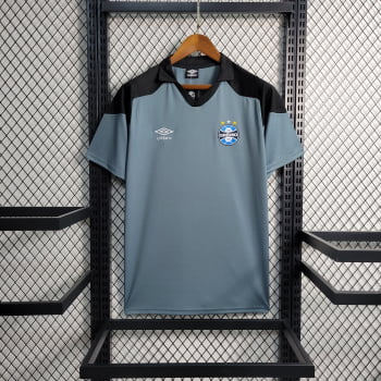 Camisa Gola Polo Grêmio 23/24 Treino - Cinza/preta