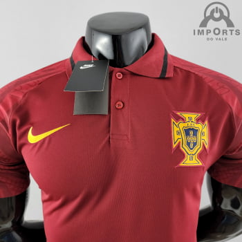Camisa Gola Polo da Seleção Portuguesa 2022 - Vermelha