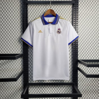 Camisa Gola Polo Real Madrid 23/24 - Branca Camisa Gola Polo Real Madrid 23/24 - Branca