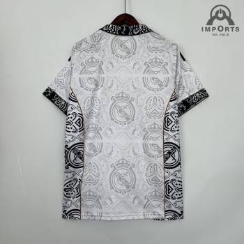 Camisa Gola Polo Real Madrid 23/24 - Branca/preta