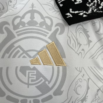 Camisa Gola Polo Real Madrid 23/24 - Branca/preta