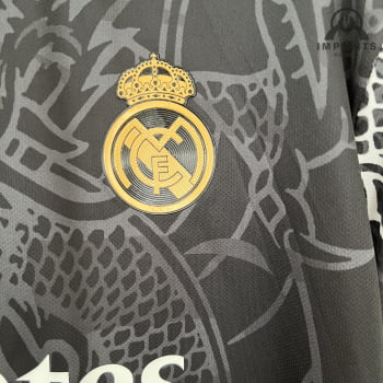 Camisa Gola Polo Real Madrid 23/24 - Preta/branca Camisa Gola Polo Real Madrid 23/24 - Preta/branca