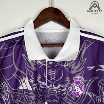 Camisa Gola Polo Real Madrid 23/24 - Roxa