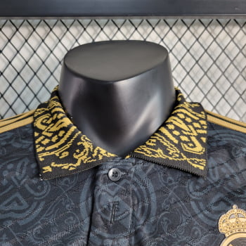Camisa Gola Polo Real Madrid 23/24 Versão Jogador Ed. Especial Clásica Preta