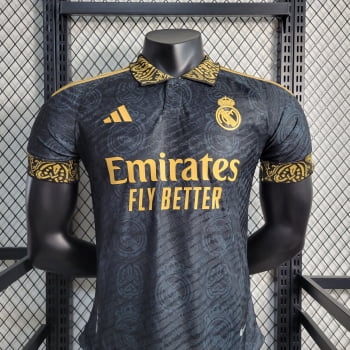 Camisa Gola Polo Real Madrid 23/24 Versão Jogador Ed. Especial Clásica Preta