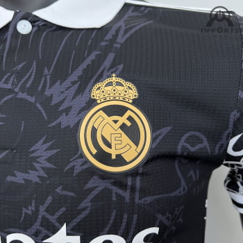 Camisa Gola Polo Real Madrid 23/24 Versão Jogador Ed. Especial Preta