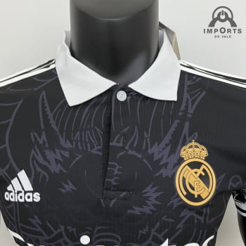 Camisa Gola Polo Real Madrid 23/24 Versão Jogador Ed. Especial Preta