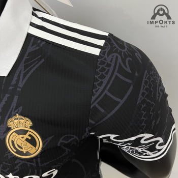 Camisa Gola Polo Real Madrid 23/24 Versão Jogador Ed. Especial Preta