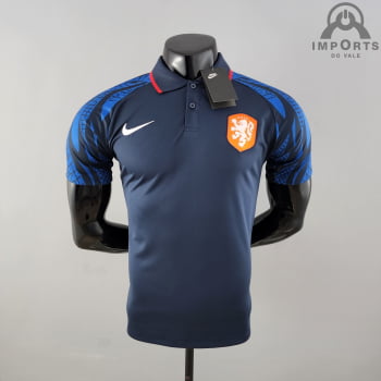 Camisa Gola Polo Seleção Holandesa 2022 - Azul Royal Camisa Gola Polo Seleção Holandesa 2022 - Azul Royal