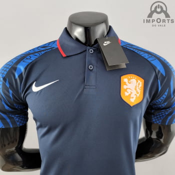 Camisa Gola Polo Seleção Holandesa 2022 - Azul Royal Camisa Gola Polo Seleção Holandesa 2022 - Azul Royal