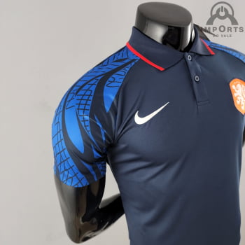 Camisa Gola Polo Seleção Holandesa 2022 - Azul Royal