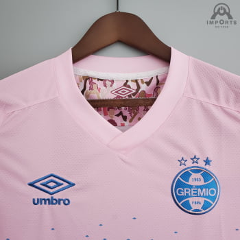 Camisa Grêmio 21/22 Ed. Especial Outubro Rosa Versão Torcedor + Personalização Grátis