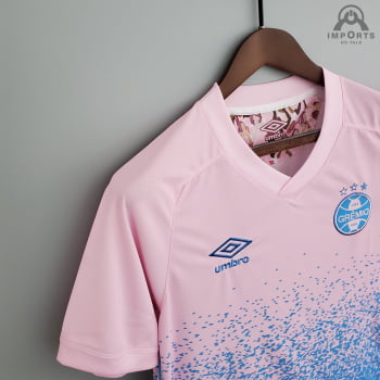 Camisa Grêmio 21/22 Ed. Especial Outubro Rosa Versão Torcedor + Personalização Grátis