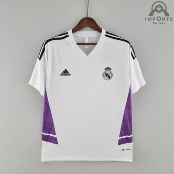 Camisa Real Madrid 22/23 Versão Torcedor Treino - Branca/Lilás