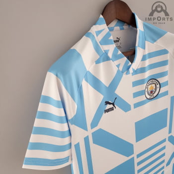 Camisa Manchester City 22/23 Versão Torcedor Pré-Jogo - Azul/branco