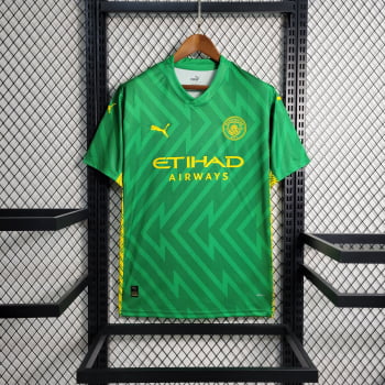 Camisa Manchester City 23/24 Goleiro Personalização Grátis - Verde/amarelo Camisa Manchester City 23/24 Goleiro Personalização Grátis - Verde/amarelo