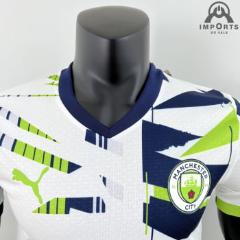 Camisa Manchester City 23/24 Versão Jogador Ed. Especial Branca + Personalização Grátis
