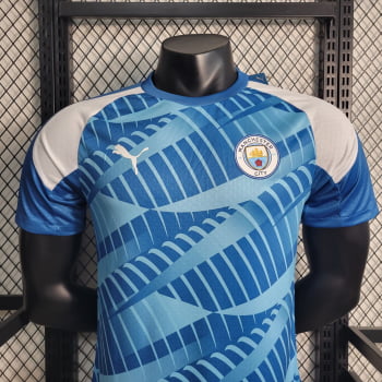 Camisa Manchester City 23/24 Versão Jogador Pré-Jogo - Azul