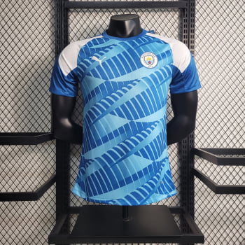 Camisa Manchester City 23/24 Versão Jogador Pré-Jogo - Azul